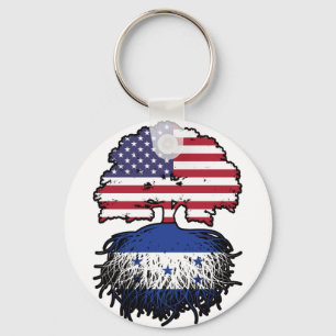 Honduras Honduran American USA Tree Roots Flag Keychain