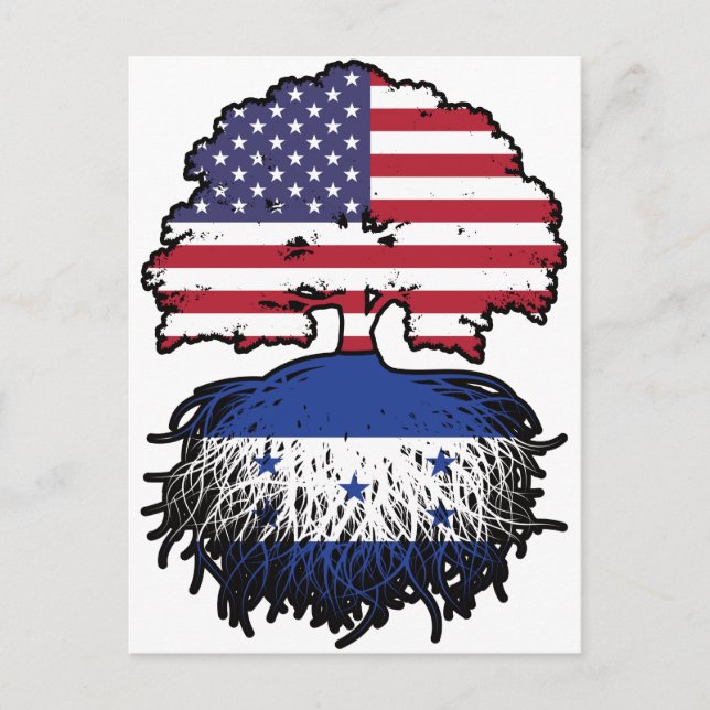Honduras Honduran American USA Tree Roots Flag Postcard (Front)