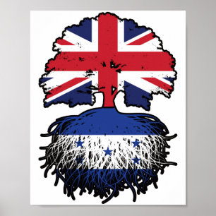 Honduras Honduran British UK Tree Roots Flag Poster