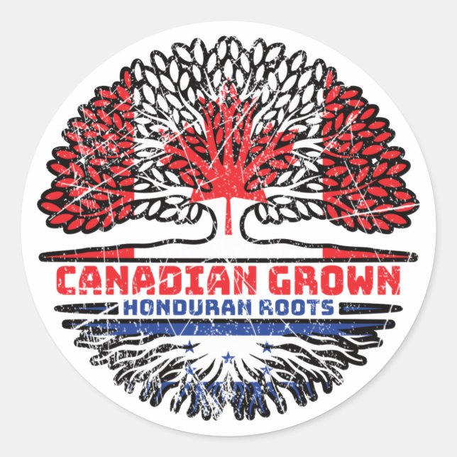 Honduras Honduran Canadian Canada Tree Roots Flag Classic Round Sticker (Front)