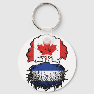 Honduras Honduran Canadian Canada Tree Roots Flag Keychain