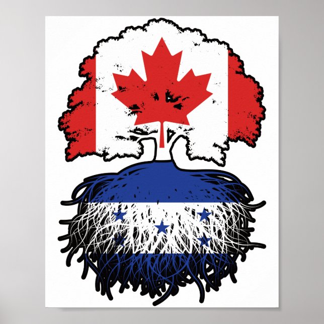 Honduras Honduran Canadian Canada Tree Roots Flag Poster (Front)