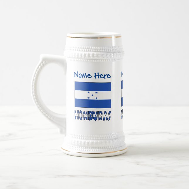 Honduras Honduran Flag Blue Personalization  Beer Stein (Left)