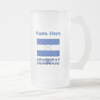 Honduras Honduran Flag Blue Personalization Frosted Glass Beer Mug