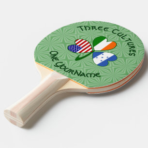 Hondúras Ireland USA Shamrock Flag Personalized Ping Pong Paddle