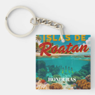  Honduras ISLAS DE ROATAN Retro poster Keychain