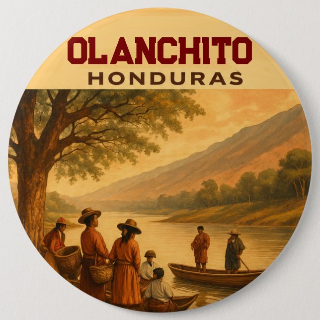  Honduras Olanchito Retro poster 6 Inch Round Button (Front)