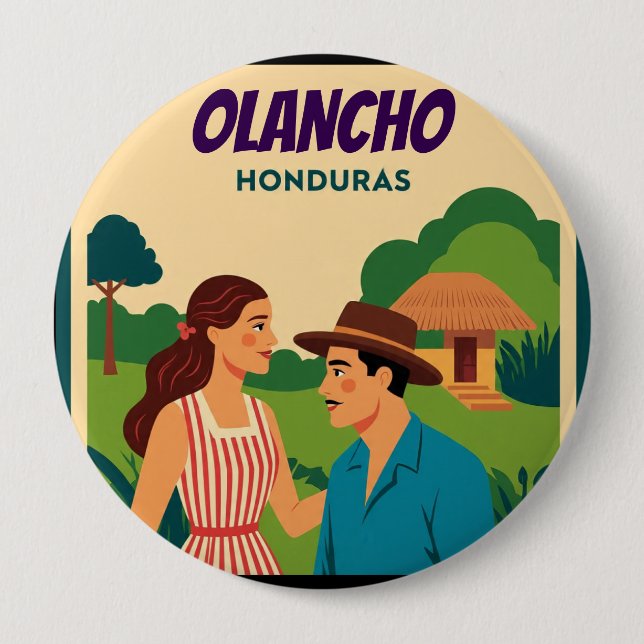  Honduras OLANCHO Retro poster 4 Inch Round Button (Front)