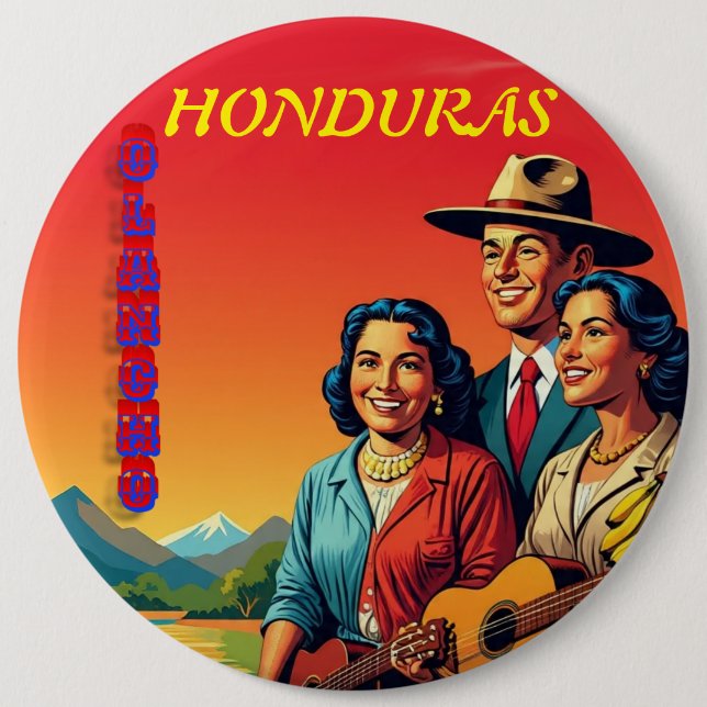  Honduras OLANCHO Retro poster 6 Inch Round Button (Front)