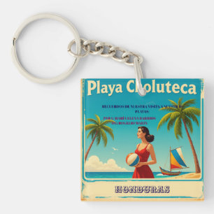 Honduras PLAYAS CHOLUTECA Retro poster Keychain