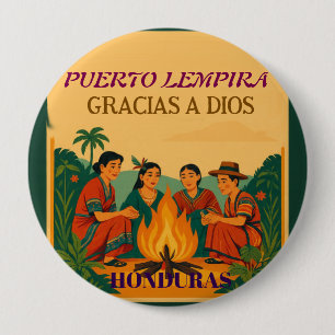 Honduras Puerto LEMPIRA Retro poster 4 Inch Round Button