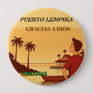  Honduras Puerto Lempira Retro poster 4 Inch Round Button