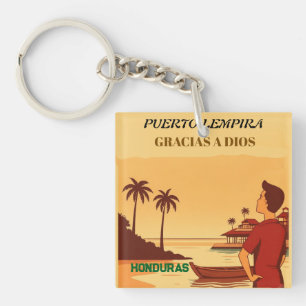  Honduras Puerto Lempira Retro poster Keychain
