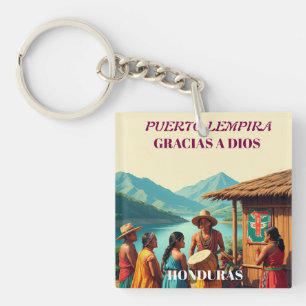  Honduras Puerto LEMPIRA Retro poster Keychain