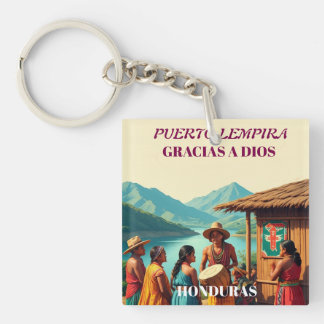 Honduras Puerto LEMPIRA Retro poster Keychain