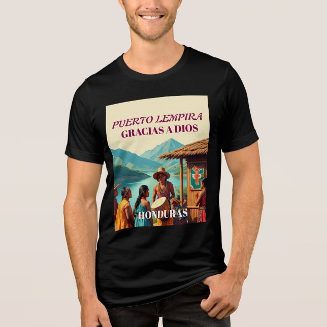  Honduras Puerto LEMPIRA Retro poster Tri-Blend Shirt (Front)