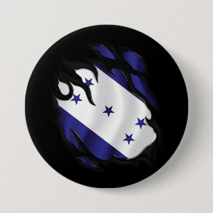 Honduras Ripped Flag 3 Inch Round Button