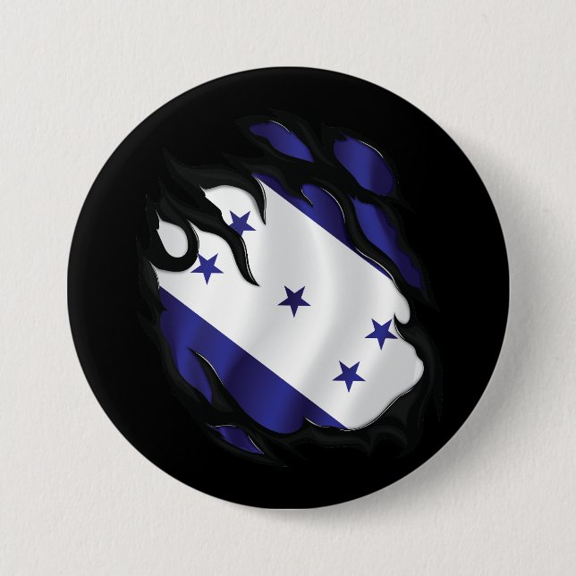 Honduras Ripped Flag 3 Inch Round Button (Front)