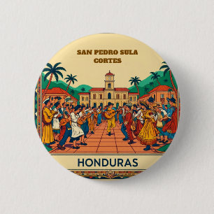  Honduras  SAN PEDRO SULA  Retro poster 2 Inch Round Button