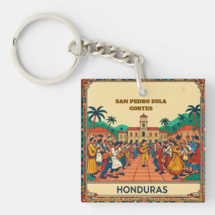  Honduras  SAN PEDRO SULA  Retro poster Keychain