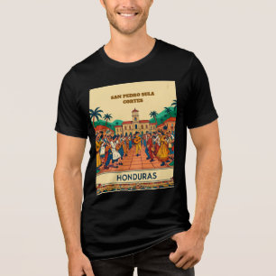 Honduras SAN PEDRO SULA Retro poster Tri-Blend Shirt