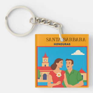  Honduras Santa Barbara Retro poster Keychain