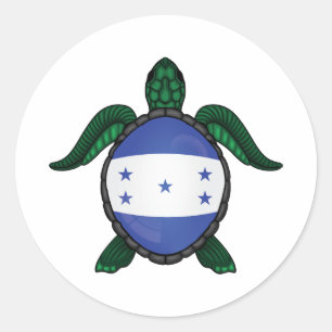 Honduras sea turtle flag classic round sticker