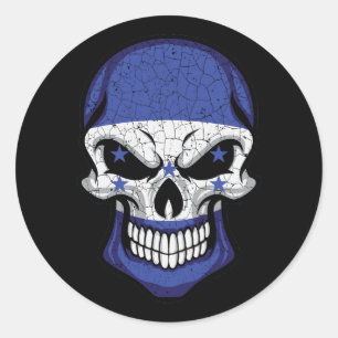 Honduras Smiling Skull Flag Classic Round Sticker