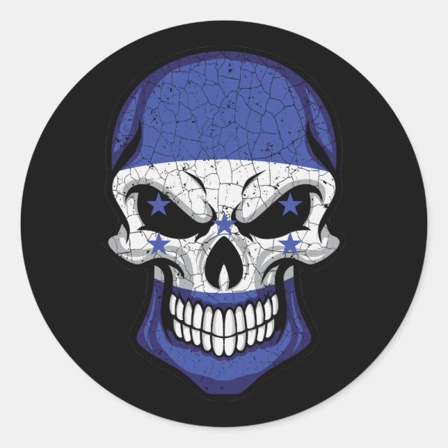 Honduras Smiling Skull Flag  Classic Round Sticker (Front)