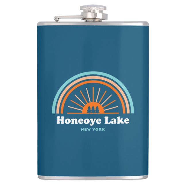  Honeoye Lake New York Rainbow Hip Flask (Front)