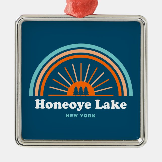 Honeoye Lake New York Rainbow Metal Ornament (Front)