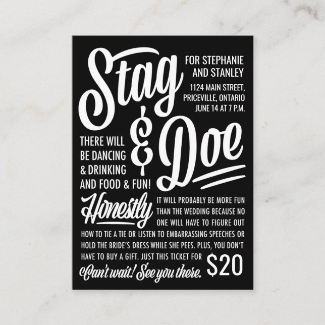 Honestly Stag & Doe Ticket (Front)