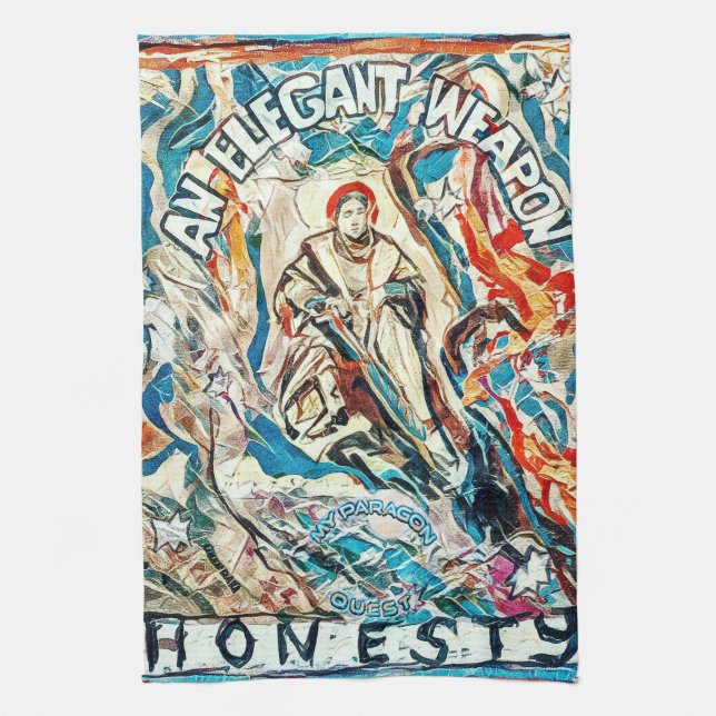 Honesty, an elegant weapon. kitchen towel (Vertical)