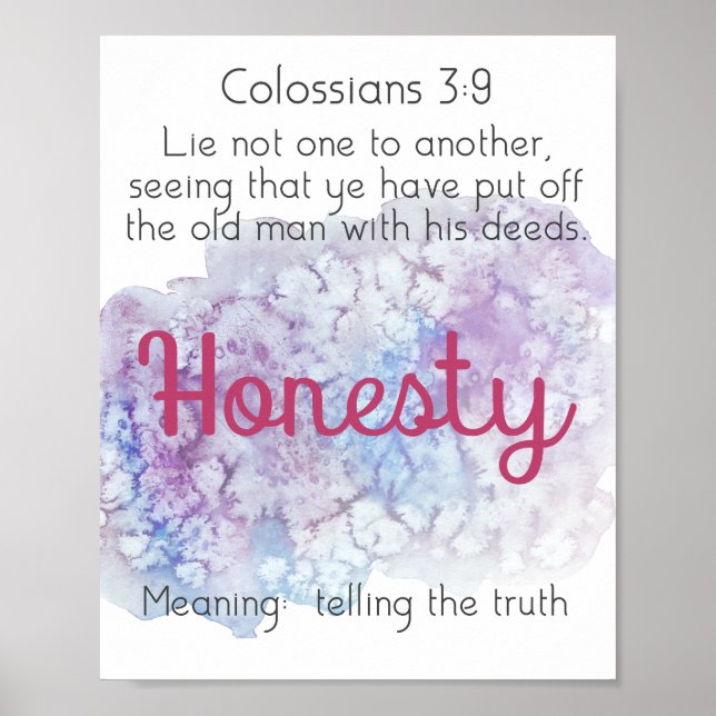 Honesty Character Trait Poster (Front)
