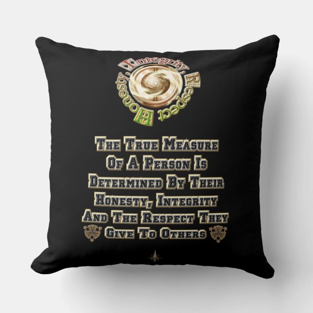 Honesty Integrity Respect MXT Throw Pillow (Front)