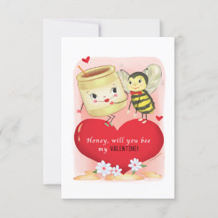 Honey And Bee Small Traditional Vintage Valentine Invitation