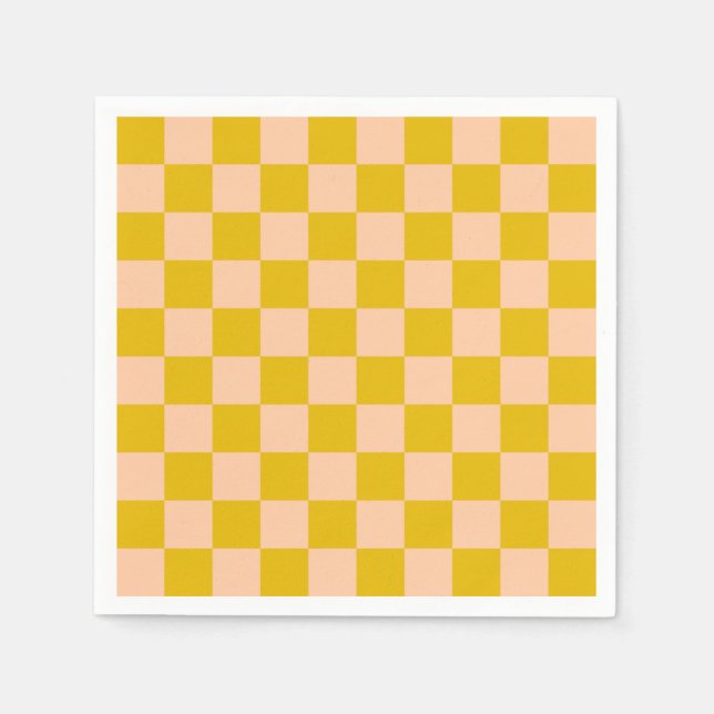 Honey and Peach Chequerboard Napkin (Front)