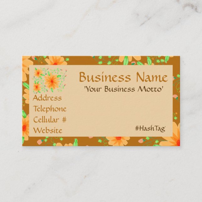 Honey And Toasted Almond Flowered Business Card (Front)