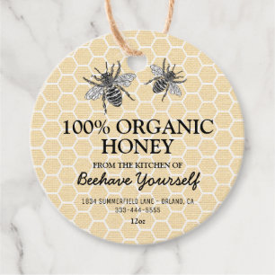Honey Apiary Jar Tags   Vintage Honeybee