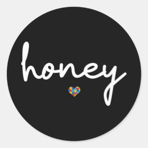 Honey Autism Awareness Heart Honey Mothers Day Classic Round Sticker