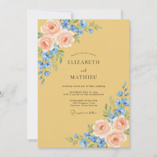 Honey Azure Bouquet Eucalyptus Wedding Invitation