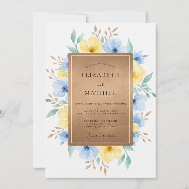 Honey Azure Painted Wedding Invitation (Front)