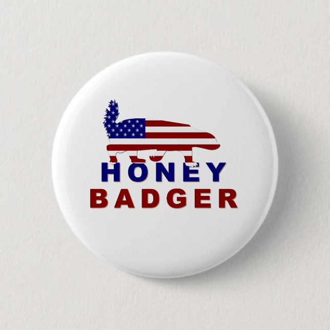 honey badger american flag 2 inch round button (Front)