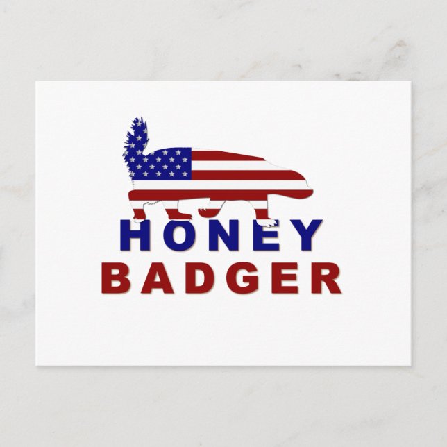 honey badger american flag postcard (Front)