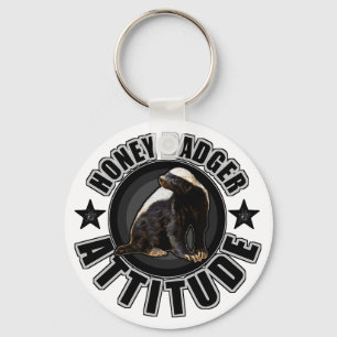 Honey Badger ATTITUDE - Round Design Keychain
