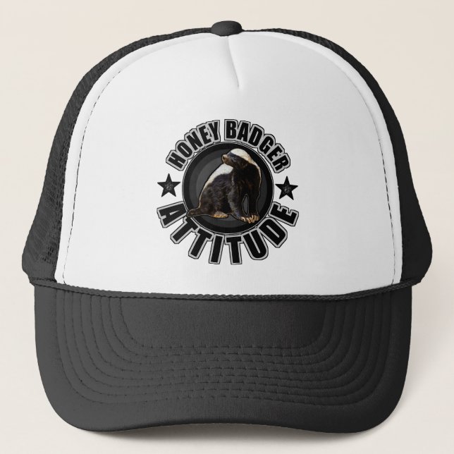 Honey Badger ATTITUDE - Round Design Trucker Hat (Front)