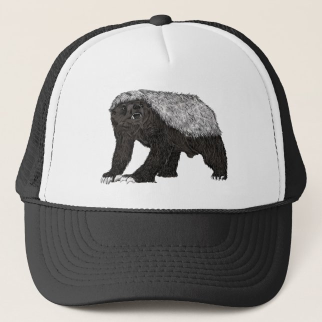 Honey Badger Badass Animal Art Trucker Hat (Front)