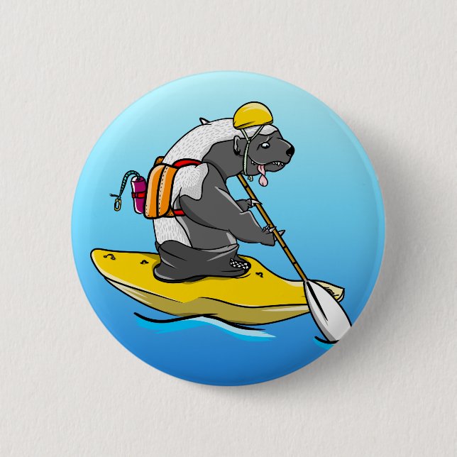 Honey Badger Canoeing in a River 2 Inch Round Button (Front)