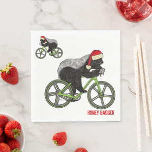Honey Badger Christmas badass bicycle Napkin