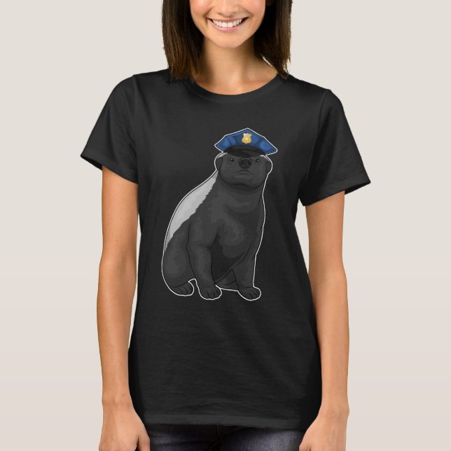 Honey badger Cop Police hat Police T-Shirt (Front)